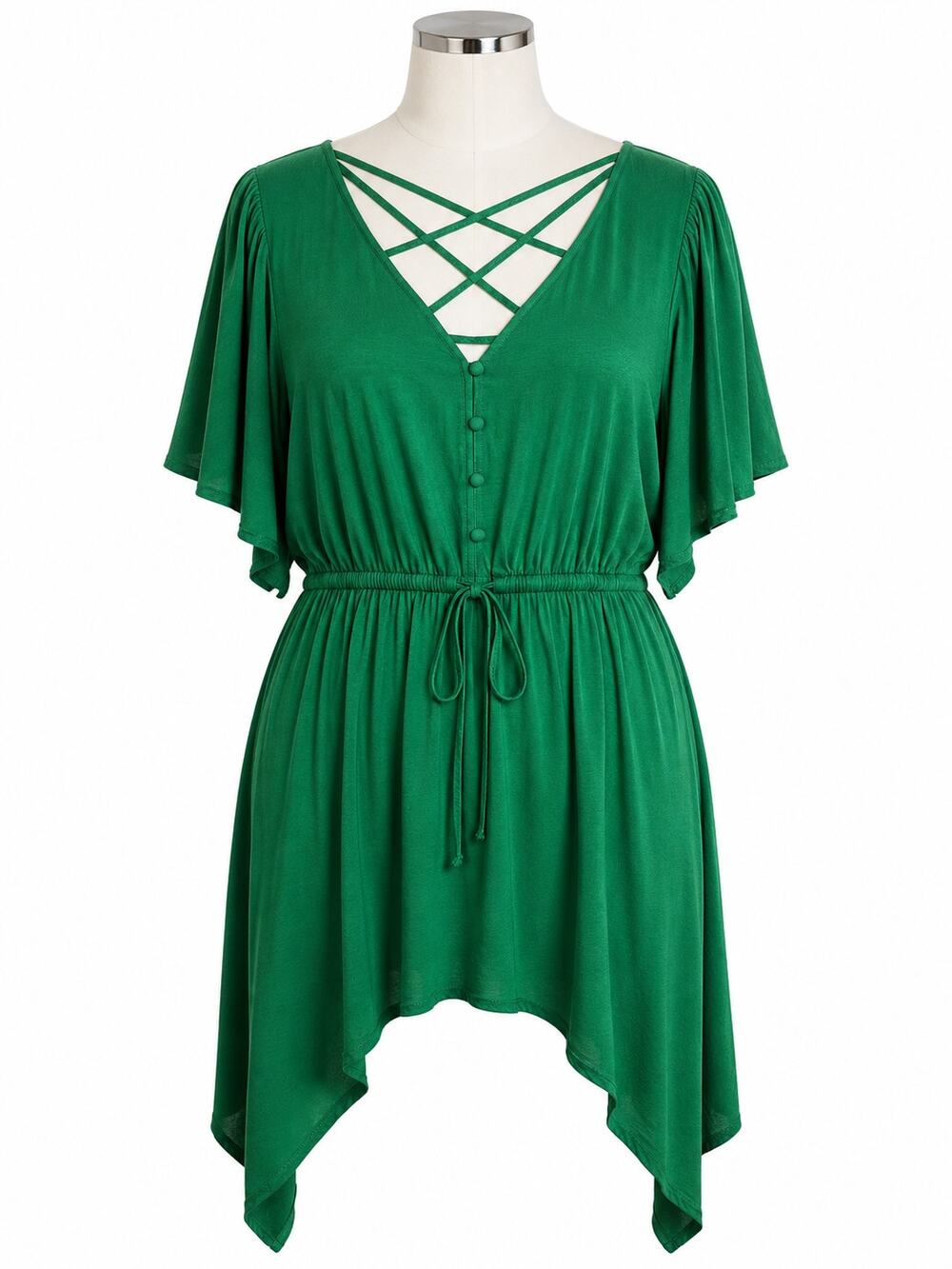 Torrid Slub Sharkbite Babydoll Flutter Sleeve Top – Size 2